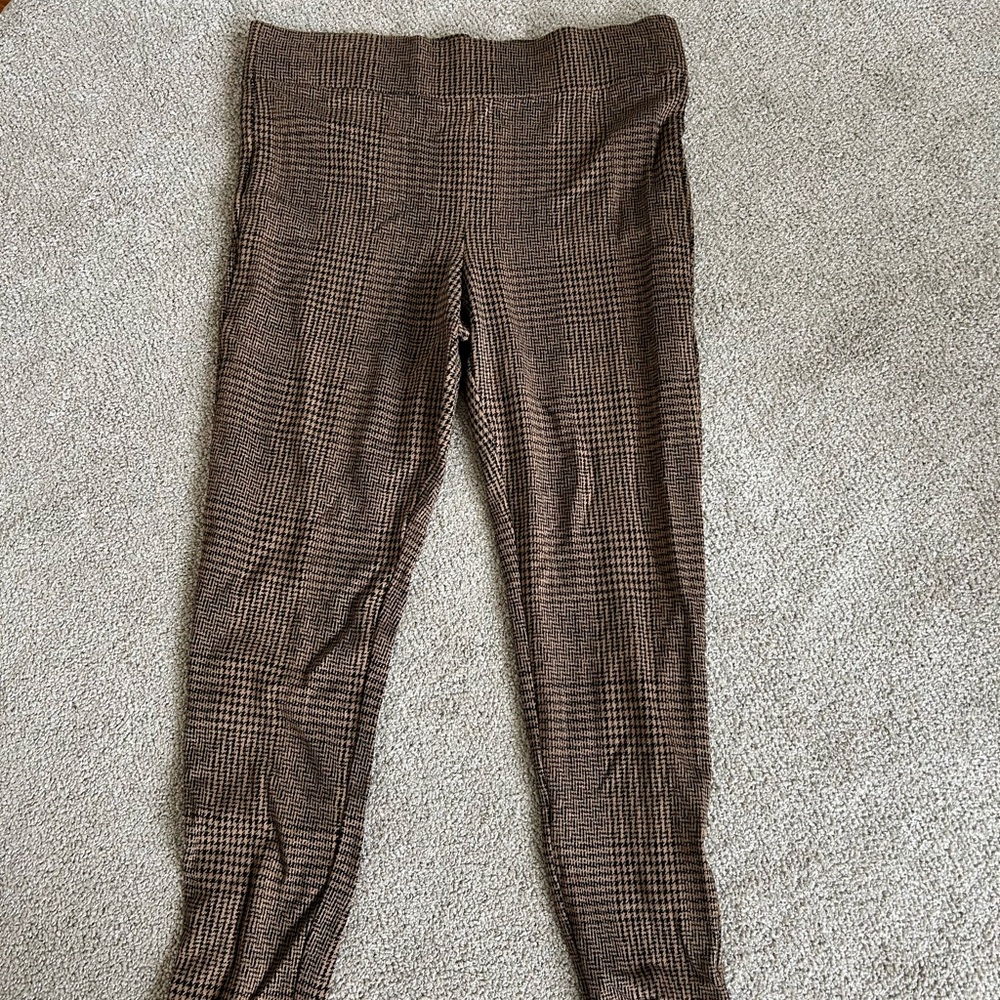 LOFT Houndstooth Brown Leggings